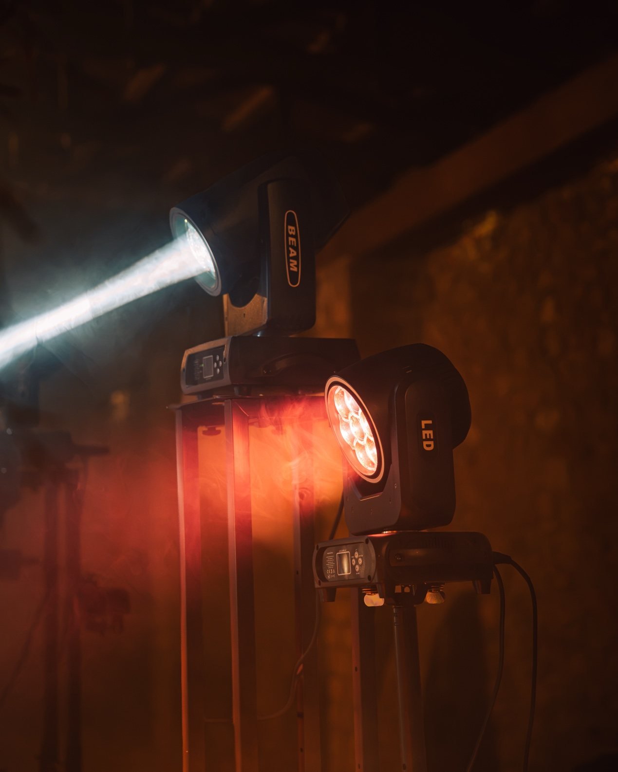 Moving head light in haze